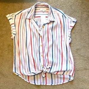 NEW DIRECTIONS Weekend Striped Gauzy Shirt Sm NWT
